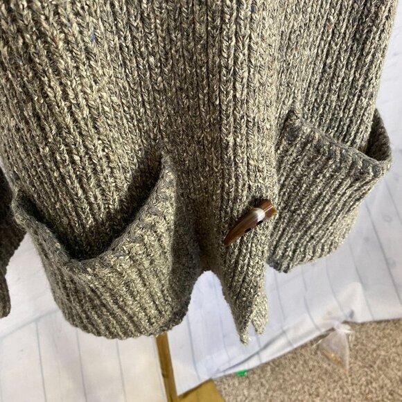 Vintage Y2K Cassini Wool Blend M Grey Chunky Knit Toggle Clasp Long Cardigan - Picture 6 of 10